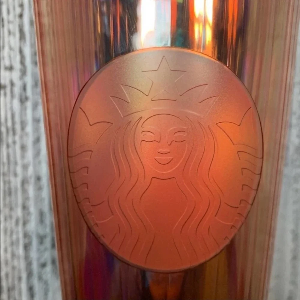 🆕 NWT Starbucks Collectable Iridescent Rose gold Pink Venti Iced Dome Tumbler